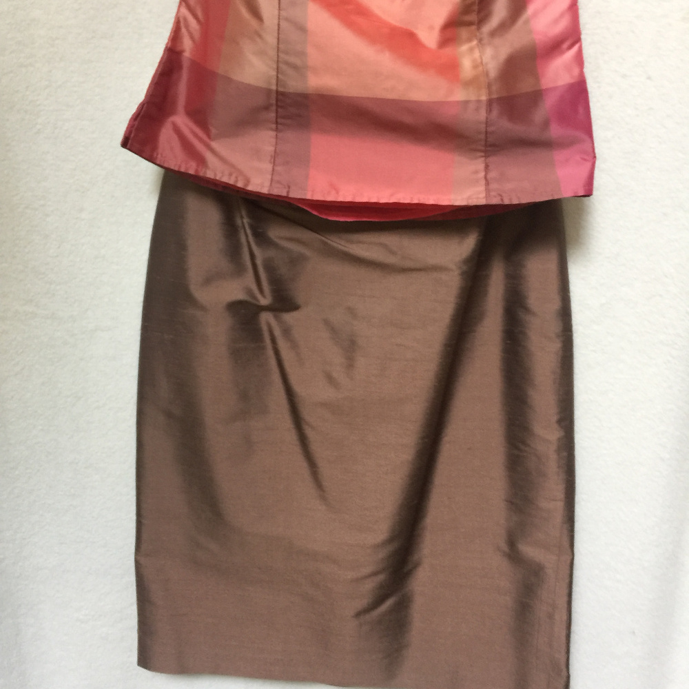 Elegant cocoa shantung silk skirt size 6
